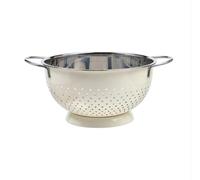 Buckingham Hemispheric Colander Strainer Cream Stainless Steel Kitchen Sieve for Rice Pasta Spaghetti Noodles Vegetables & Fruits Footed Base 0.7 Litre 14 cm