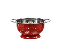 Buckingham Hemispheric Colander Strainer Red Stainless Steel Kitchen Sieve for Rice Pasta Spaghetti Noodles Vegetables & Fruits Footed Base 1.5 Litre 18 cm