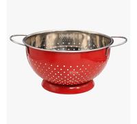 Buckingham Hemispheric Colander Strainer Red Stainless Steel Kitchen Sieve for Rice Pasta Spaghetti Noodles Vegetables & Fruits Footed Base 0.7 Litre 14 cm