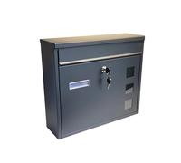 Buckingham Large Mail Post Box Black Wall Mounted Lockable Premium Steel Outdoor Letter Box with Name Slot Weatherproof Easy to Install for Homes Flats 36 Cm