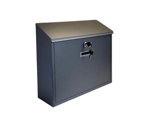 Buckingham Large Mail Post Box Black Wall Mounted Lockable Premium Steel Outdoor Letter Box with Name Slot Weatherproof Easy to Install for Homes Flats 36 Cm