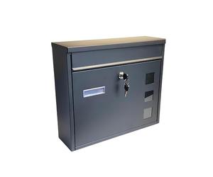 Buckingham Large Mail Post Box Black Wall Mounted Lockable Premium Steel Outdoor Letter Box with Name Slot Weatherproof Easy to Install for Homes Flats 36 Cm