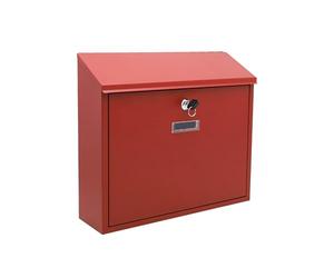 Buckingham Large Mail Post Box Red Wall Mounted Lockable Premium Steel Outdoor Letter Box with Name Slot Weatherproof Easy to Install for Homes Flats 36 cm