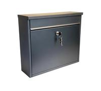 Buckingham 40088 Wall Mounted Large Steel Lockable Mail, Post, Letter Box, Weather Resistant, Black