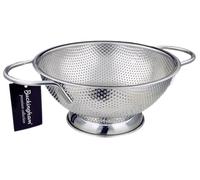 Buckingham Micro-Perforated Colander 18/8 Stainless Steel Deep Bowl with Footed Base Fine Mesh Food Strainer for Pasta Spaghetti Noodles Vegetables & Fruits (22.5 cm)