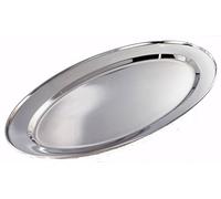 Buckingham Mirror Polish Oval Serving Tray Heavy Gauge Plate Stainless Steel Durable Meat Platter for Restaurant Catering Parties Buffet BBQs (35 Cm), Silver
