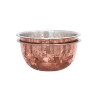 Buckingham Mixing Serving Bowl Pudding Basin With Copper Coating Hammered Finish (Pack Of 2), 14 Cm Stainless Steel