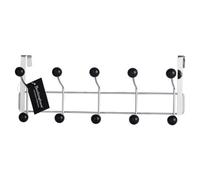Buckingham Over Door 10 Hook Hanger, Chrome Plated, Black Plastic Balls, Premium Quality