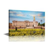 Buckingham Palace Wall Art London, UK Wall Decor Modern Home Decor Victoria Gilded Statue Monument Wall Decoration for Living Room Bedroom Office 1 Piece Artwork Framed Ready to Hang (16''Wx 24''H)