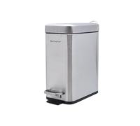 Buckingham Pedal Bin Waste Trash Bin for Bathroom Kitchen Office, Stainless Steel Soft Closing Slimline, Brushed Finish, 5 Litre