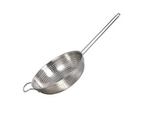 Buckingham Perforated Colander High-End Stainless Steel Strainer with Long Handle Durable Kitchen Draining Bowl for Pasta Rice Vegetables Hygienic Sieve 22 cm