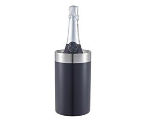 Buckingham Portable Champagne Wine Bottle Cooler Stainless Steel Double Wall Wine Chiller Premium Indoor & Outdoor Bottle Cooler 20 cm (Black Finish)