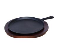 Buckingham Pre-seasoned Cast Iron Griddle Crepe Pan 27 Cm With Wooden Base, Black