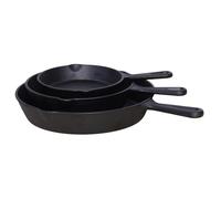 Buckingham Pre-Seasoned Cast Iron Skillet Set of 3 Piece Induction Frying Pan Oven Safe Cookware for Indoor & Outdoor Use Frying Pans Searing Roasting Grilling