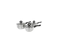 Buckingham Premium 3-Piece Stainless Steel Saucepan Set with Glass Lids, Bakelite Handles, Induction Compatible
