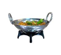 Buckingham Premium Kharai Wok Stainless Steel Premium Kharai Wok With Handled Lid Premium Stir Fry Cookware (30Cm)
