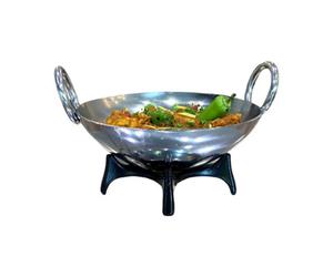 Buckingham Premium Kharai Wok Stainless Steel Premium Kharai Wok With Handled Lid Premium Stir Fry Cookware (30Cm)