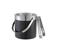 Buckingham Premium Stainless Steel Double Wall Ice Bucket with Lid and Ice Tong for Home Restaurant BBQ Clubs Parties 2 litres (Black Finish)