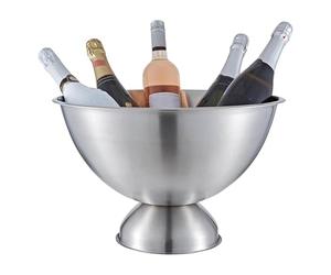 Buckingham Premium Wine Cooler Large Punch Bowl Stainless Steel Champagne Ice Bucket Durable Rolled Edge Professional Grade Party Drinks Holder 17.5 litres 40 cm (Matt Finish)