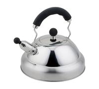 Buckingham Retro Kettle 3L, Stove Top Kettle with Whistling Spout Mirror Finish Stainless Steel Kettle Black Soft Grip Handle | Tea Pot for Induction, Gas & Electric Hob