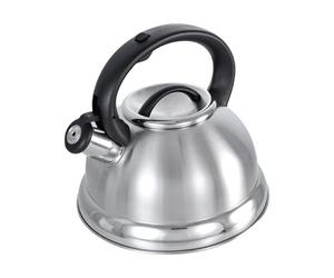 Buckingham Retro Matt Finish Stovetop Whistling Kettle Stainless Steel Induction Compatible Durable and Heat-Resistant Design 3 Litre