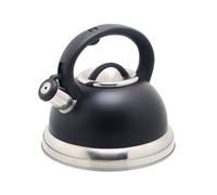 Buckingham Retro Stove top Kettle - Stainless Steel Kettle Induction Compatible Whistling Kettle Durable and Heat-Resistant Stove Kettle 3 litres (Black)