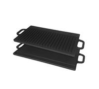 Buckingham Reversible Cast Iron Griddle Pan Pre-Seasoned Double Sided Grill Pan with Handle Flat & Ridged Surfaces for BBQ Grilling Oven Safe Gas Ceramic Induction Hob Compatible 50 cm