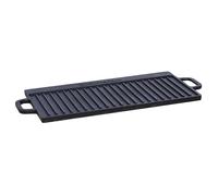 Buckingham Pre-Seasoned Cast Iron Reversible Plate Black Grill Pan Griddle Double Sided Fat Free Healthier Cooking Suitable for All Hobs Including Induction 51 cm