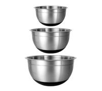 Buckingham Salad Mixing Bowls Designer Set Of 3 Stainless Steel Base, Silver Black