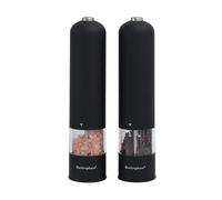 Buckingham Salt and Pepper Grinder Set Met Black Ceramic Grinder Soft Touch Push Button Battery Operated Adjustable Spices Grinders Mechanism | Pepper Grinder | Electric, Salt Grinder