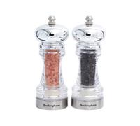 Buckingham 30906 Premium Salt & Pepper Grinder Clear Acrylic Adjustable Ceramic Grind Mechanism Professional Spices Mill Set Fits in Home Kitchen Outdoor, Transparent