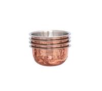 Buckingham Serving Bowls Stainless Steel Pudding, Bowls with Copper Finsih Dessert Bowls Hammered Effect 10 cm (Pack of 4)