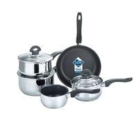 Buckingham Stainless Steel 5 Piece Cookware Pan Set, Silver