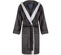 Buckingham Soft Fleece Bonded Dressing Gown with Hood in Dark Grey - Tokyo Laundry - L