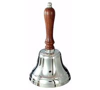 Buckingham Solid Brass Nickel Plated Hand, Dinner, Reception, School, Last Order, Library, Pub Bell-9 cm, Silver, 9 x 9 x 17.5 cm by Buckingham