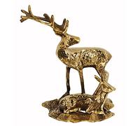 Buckingham Solid Brass Stag & Baby On Base Ornament Figurine Collectible, Metal