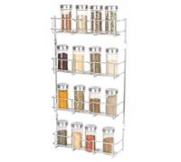 Buckingham Spice Rack 4 Tier Chrome Wall Mounted Back of Cupboard Door Organiser Premium Quality Heavy Gauge Storage for 20 Spice Jars 28 cm