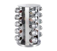 Buckingham Stainless Steel Rotating Spice & Herb Rack including Glass Jars, Carousel Organizer for Kitchen Spice and Herbs (20 Jars)