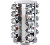 Buckingham Stainless Steel Rotating Spice & Herb Rack including Glass Jars, Carousel Organizer for Kitchen Spice and Herbs (20 Jars)