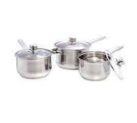 Buckingham Stainless Steel Saucepan Set of 3 Induction Compatible Cookware Pan Pot Set Premium Quality