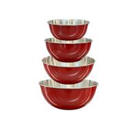 Buckingham Stainless Steel Set Of 4 Mixing Bowls Red