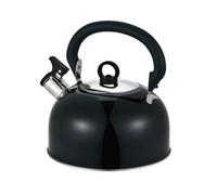 Buckingham Black Colour Coated Stainless Steel Retro Whistling Kettle 2.5 Litre with Heat Resistant phenolic Handle, 2.5 L