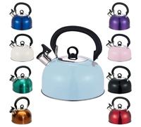 Buckingham Stainless Steel Retro Whistling Kettle Camping 2.5 L, Sky Blue, 19.5 x 19.5 x 18 cm