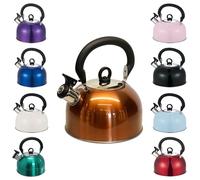 Buckingham Stainless Steel Whistling Kettle with Heat Resistant Phenolic Handle 2.5 L Metallic Copper Suitable for Camping Hiking Indoor & Outdoor