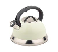 Buckingham Stove Top Kettle Stainless Steel Induction Compatible Tea Pot with Heat-Resistant Handle Durable Fast Boil Gas Hob Retro Whistling Kettle 3 litres (Cream)