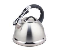 Buckingham 30814 Stove-Top Induction Stainless Steel Whistling Kettle 3.5 LTR. Satin Finish with Soft Touch Black Easy Grip Handle, 3.5 liters