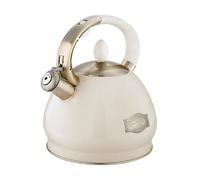 Buckingham Stovetop Retro Matt Cream Whistling Kettle Induction Compatible Antique Black Stainless Steel Fast Boiling 3.4 L Capacity