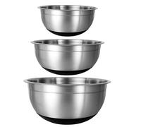 Buckingham Three Piece Stainless Steel Mixing Bowl Set (1.5 LTR., 3.0 LTR. & 5.0 LTR.) with Black Non-Skid Base