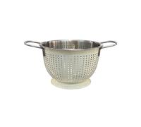 Buckingham Tropical Deep Colander Strainer Stainless Steel Kitchen Sieve for Rice Pasta Spaghetti Noodles Vegetables & Fruits Footed Base 2.2 Litre 20 cm
