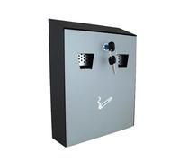 Buckingham Wall Mounted Outdoor Cigarette Bin, Ashtray , Ash Bin, Heavy Duty Ashtray ,Pubs , Clubs, Office,Home ,Luminous Cigarette Motif, Smoking, Lockable, Commercial Premium Quality-Grey/Black